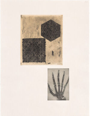 One of 14 intaglios; hand-drawn Mylar gravure, sugar-lift aquatint and photograv