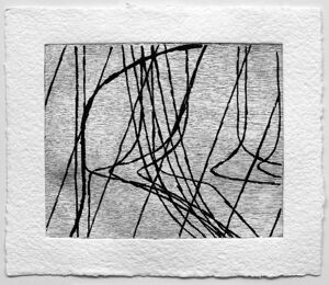 Wood engraving with embossment on paper