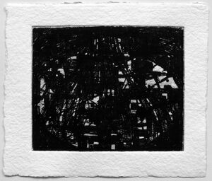 Wood engraving with embossment on paper