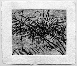Wood engraving with embossment on paper