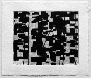 Wood engraving with embossment on paper