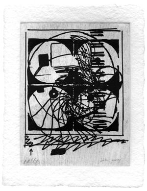 Wood engraving with embossment on Twinrocker custom handmade cotton paper