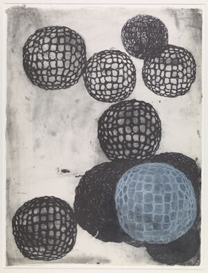 Lithograph with hand additions on Japanese handmade Toyoshi paper