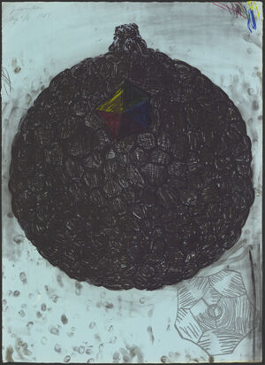 Lithograph on Blue Green Handmade J. Greene &amp; Son Paper
