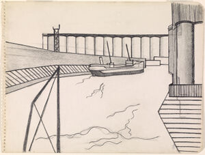 Charcoal, pencil, ink on paper