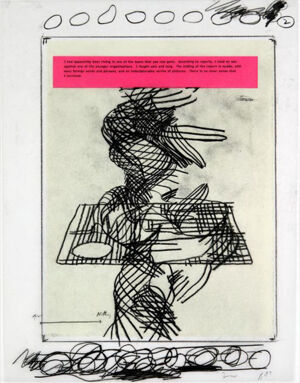 One of 42 lithographs with text by Ben Marcus  on Chartum Natural Translucent pa