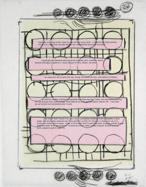 One of 42 lithographs with text by Ben Marcus  on Chartum Natural Translucent pa
