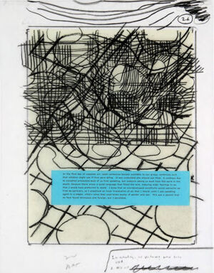 One of 42 lithographs with text by Ben Marcus  on Chartum Natural Translucent pa