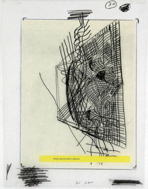 One of 42 lithographs with text by Ben Marcus  on Chartum Natural Translucent pa