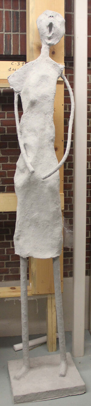 Paper mache, pvc pipe, wire mesh, wood