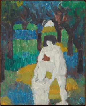 Oil on paper on canvas board