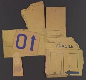 Lithograph and screenprint with collage elements on corrugated cardboard