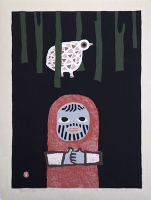 woodblock print on silk