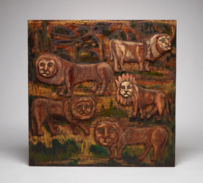 Painted, stained and blackened wood