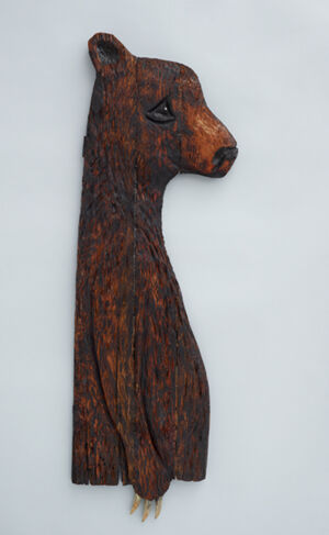 Blackened and painted wood