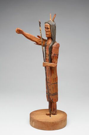 Painted and stained wood, metal, paper