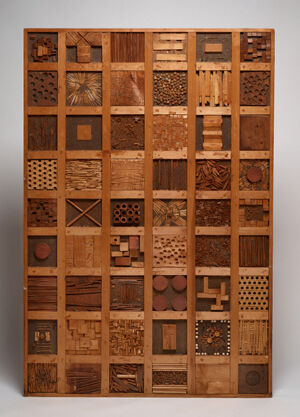 Raw wood, chipbaord, wood shavings, corks, wood and plastic toothpicks, wood beads, string, glass