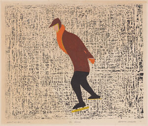 Woodcut and oil on paper