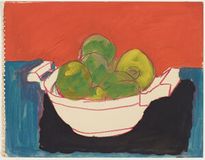 Oil, graphite and crayon on paper