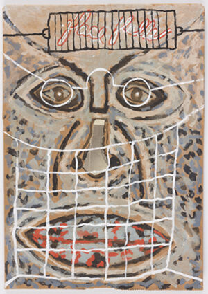 gouache on paper bag
