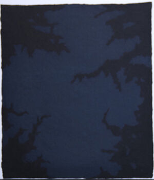 Stenciled pigmented linen on linen