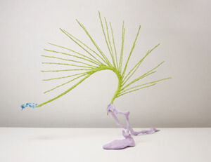 Cast bronze from found wood, extruded copper, aluminum wire, galvanized steel wire, epoxy paste and acrylic paint 