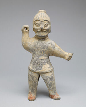 Earthenware with traces of pigment