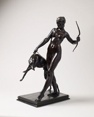 Bronze with brown patina and gold leaf