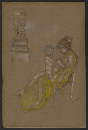 Pastel on brown paper on board