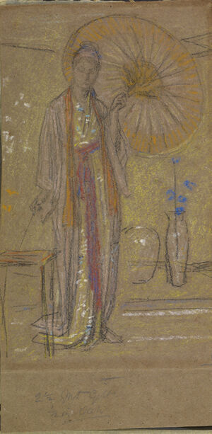 chalk and pastel on brown paper