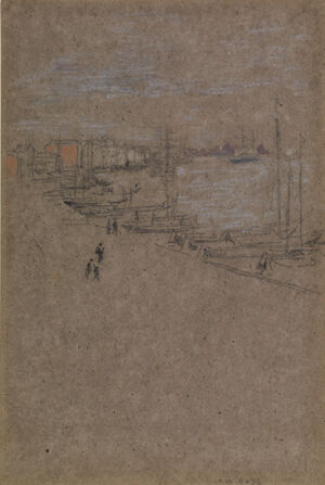 chalk and pastel on brown paper