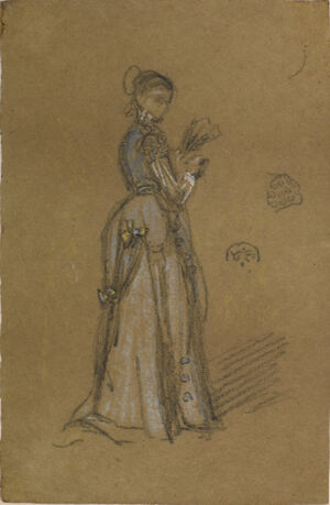 Chalk and pastel on brown paper