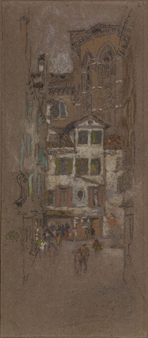 Chalk and pastel on brown paper