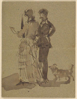 Pen, brown ink and wash on gray paper