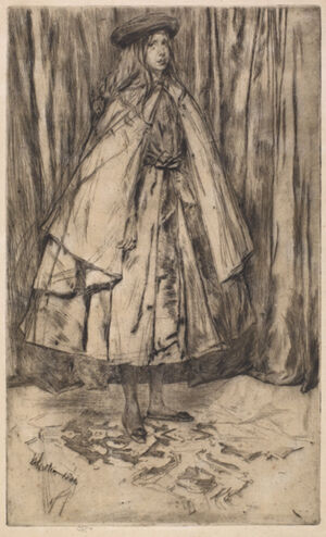 Drypoint in black ink on ivory laid paper; third state (of five)