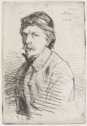 Etching in black ink on off-white laid paper; only state