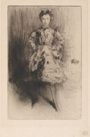 Drypoint in black ink on ivory laid paper; sixth state (of eight)