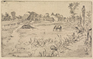 Etching and drypoint in black ink on cream wove paper; first state (of two)