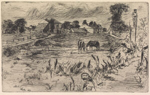 Etching and drypoint in black ink on cream laid paper; second state (of two)