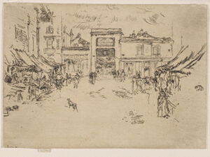 Etching and drypoint in black ink on cream laid paper; only state