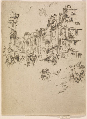 Etching in dark brown ink on cream laid paper; only state