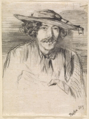 Drypoint in black ink on off-white Japanese paper; second state (of three)