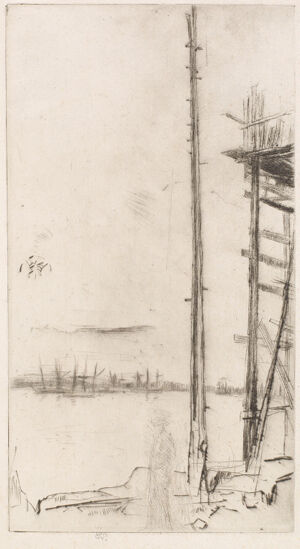 Drypoint in black ink on ivory laid paper; second state (of four)