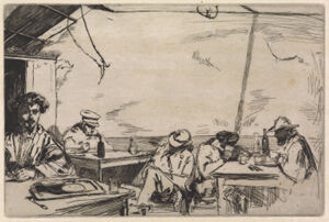 Etching in black ink on cream Japanese paper; only state