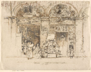 Etching in black ink with brown ink additions on ivory Japanese paper; only state