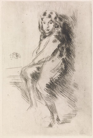 Drypoint in black ink on ivory laid paper; fourth state (of eight)