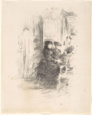 Transfer lithograph with stumping on paper