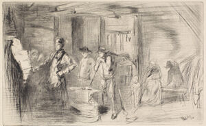 Drypoint in black ink on ivory laid laid paper; fourth state (of six)