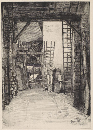 Etching and drypoint in black ink on cream laid paper; second (final) state