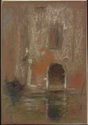 Pastel in seven colors on medium-brown wove paper